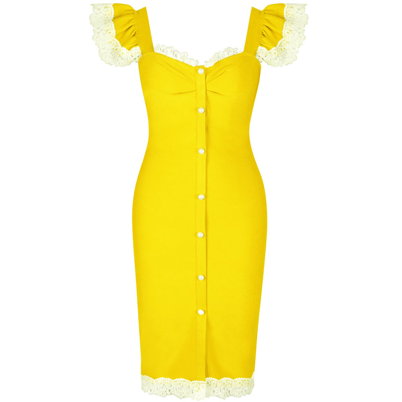 Strappy Sleeveless Frill Lace Over Knee Bandage Dress PP19221