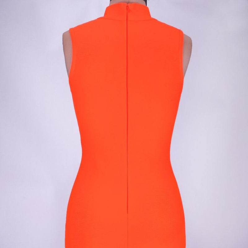High Neck Sleeveless Plain Over Knee Bandage Dress PF19072 18 in wolddress