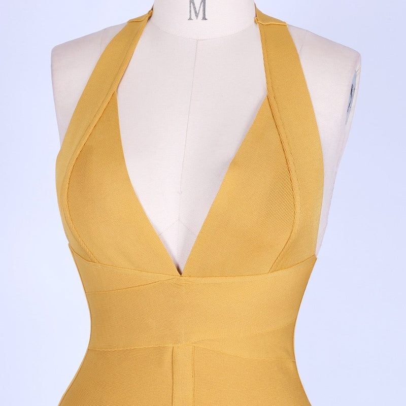 Halter Sleeveless Plain Over Knee Bandage Dress PF19008 10 in wolddress