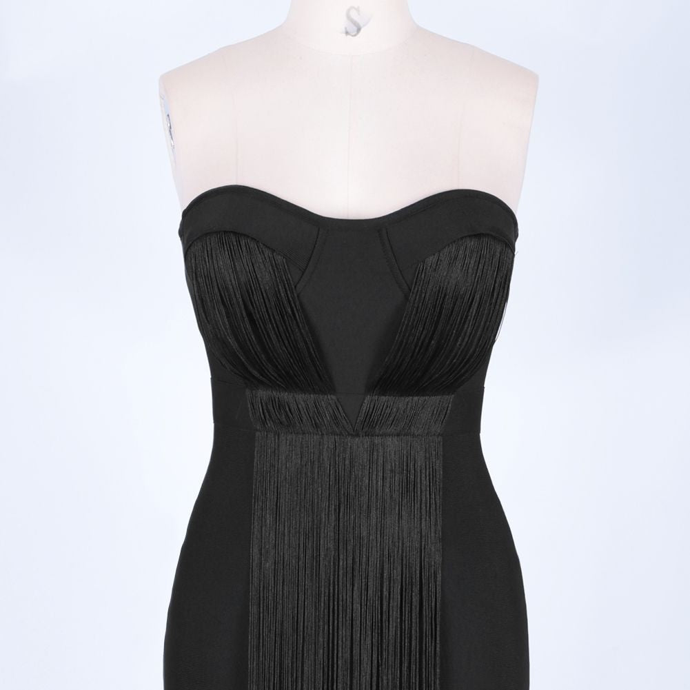 Strapless Sleeveless Tassels Over Knee Bandage Dress PF19034 41 in wolddress