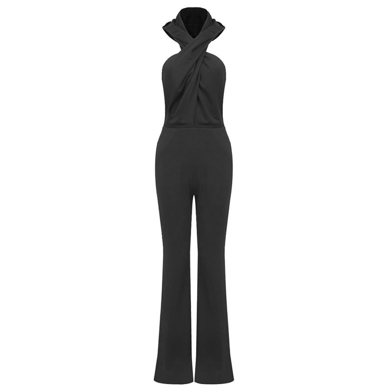 Halter Sleeveless Pure Color Jumpsuit BD2487