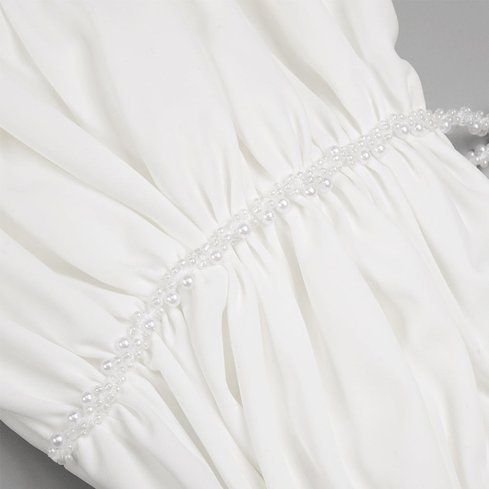 One Shoulder Long Sleeve Pearl Maxi Set BD2501