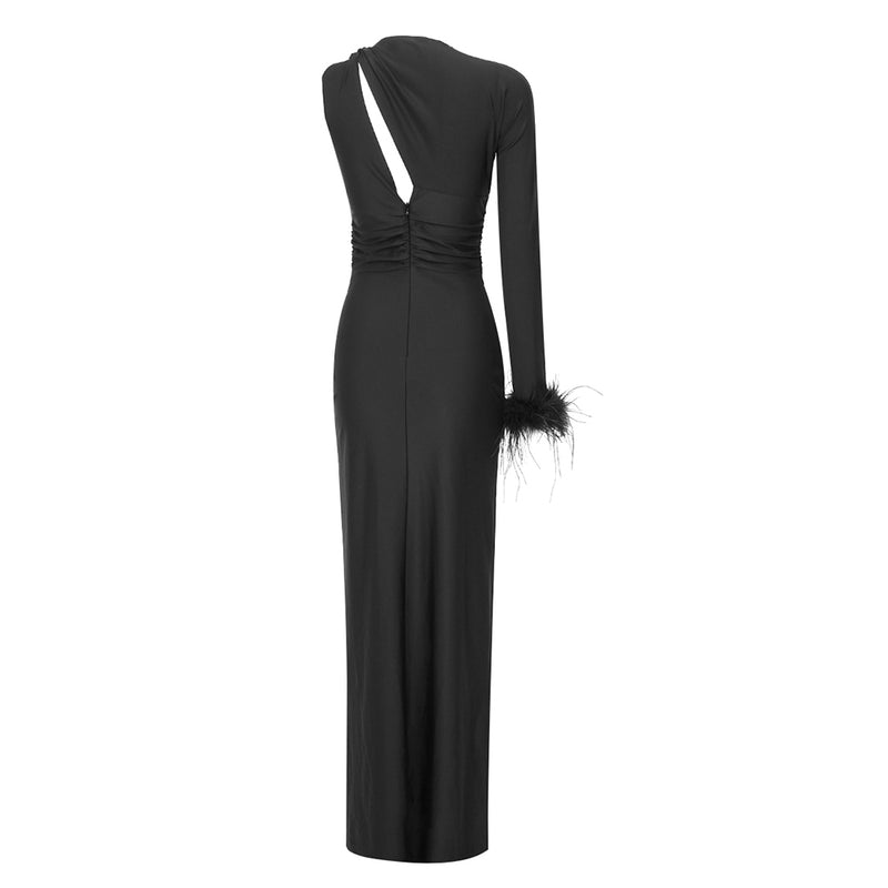 Round Neck Long Sleeve Cut Out Maxi Dress BD2511