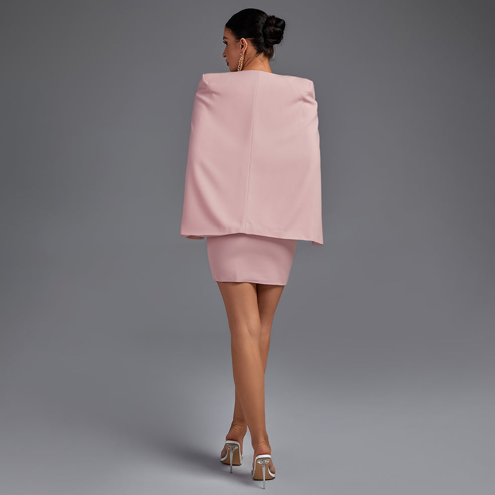 Pink V Neck Sleeveless 2 Piece Mini Bodycon Set FLY19190