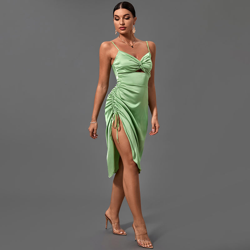 Green Strappy Sleeveless Cut Out Midi Bodycon Dress FP21433
