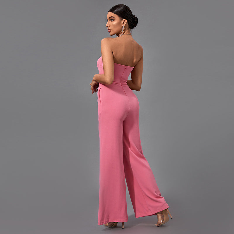 Strapless Plain Bodycon Jumpsuit FS21709