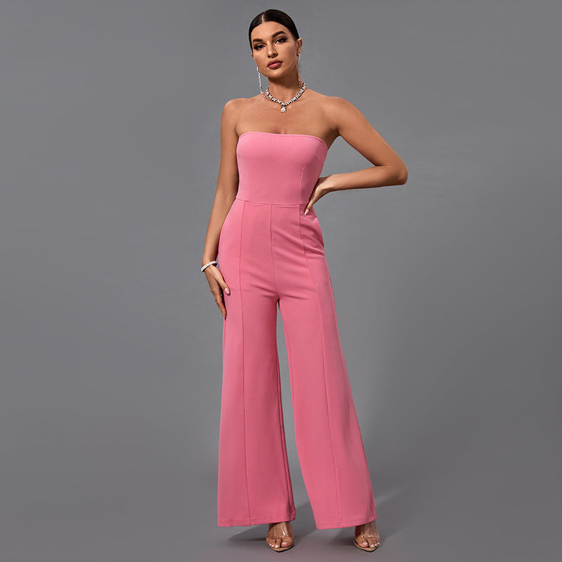 Strapless Plain Bodycon Jumpsuit FS21709