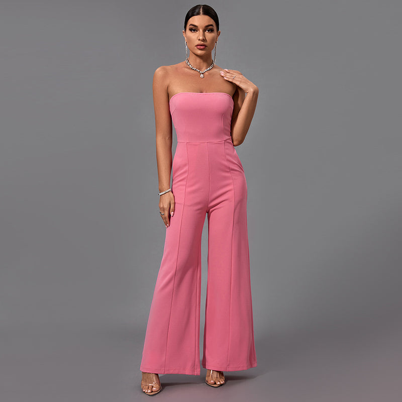 Strapless Plain Bodycon Jumpsuit FS21709