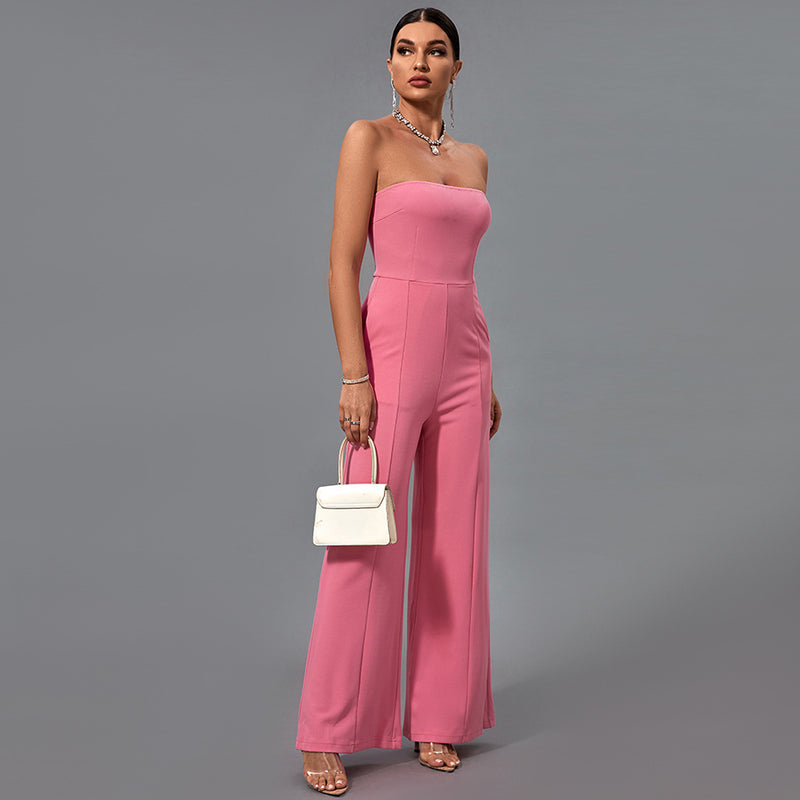 Strapless Plain Bodycon Jumpsuit FS21709