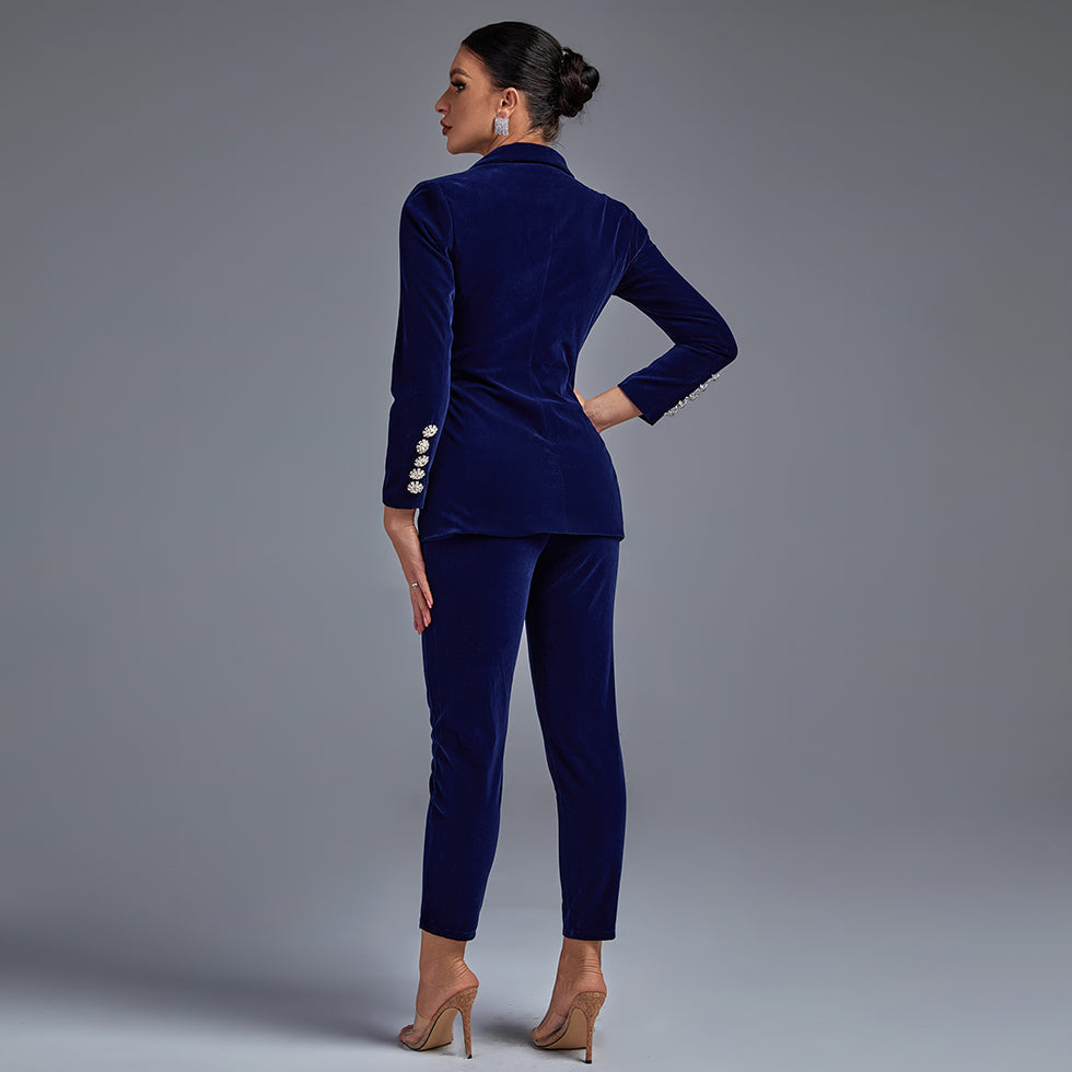 Velvet Fall&Winter Crystal Buckle Suit FSY006