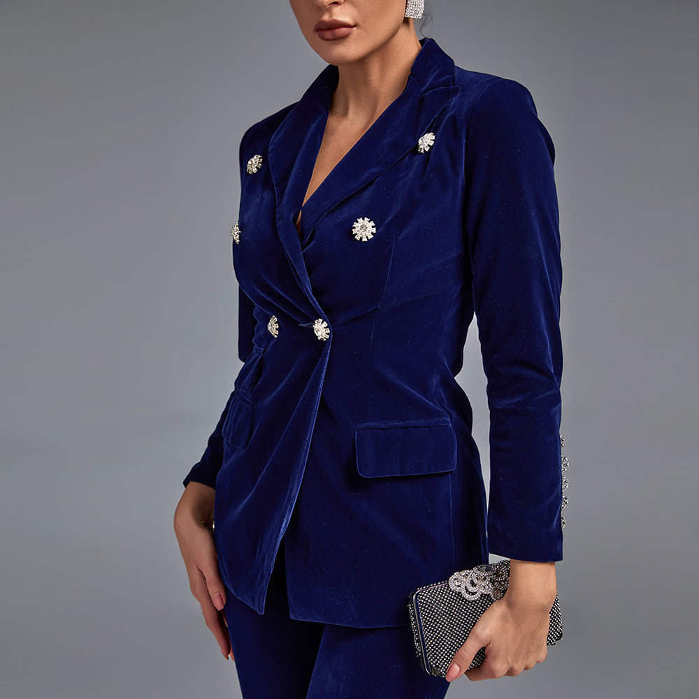 Velvet Fall&Winter Crystal Buckle Suit FSY006