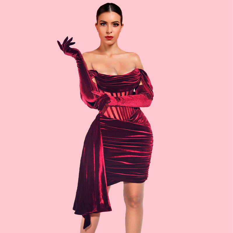 Wine Bodycon Dress H01189 1