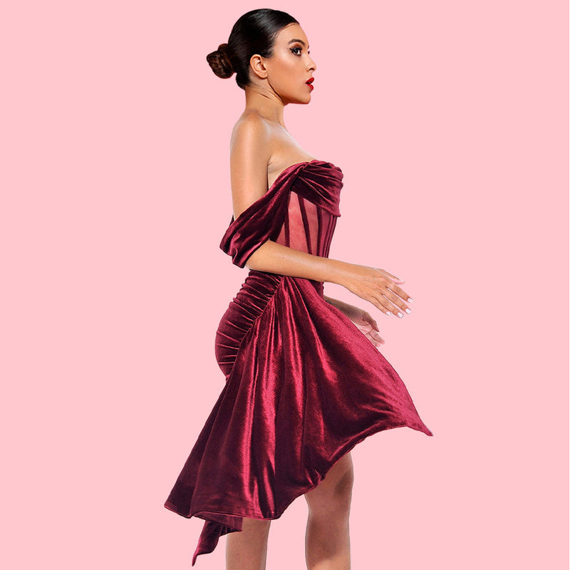 Wine Bodycon Dress H01189 2