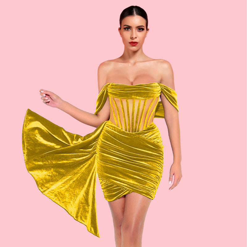 Yellow Bodycon Dress H01189 1