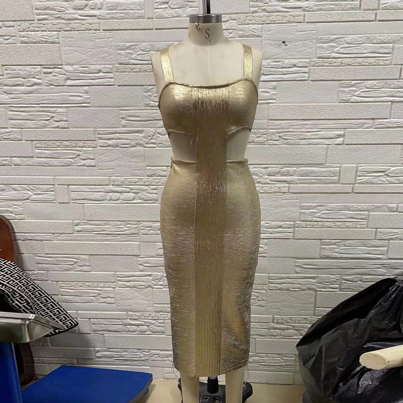 Gold Bandage Dress H01201 4