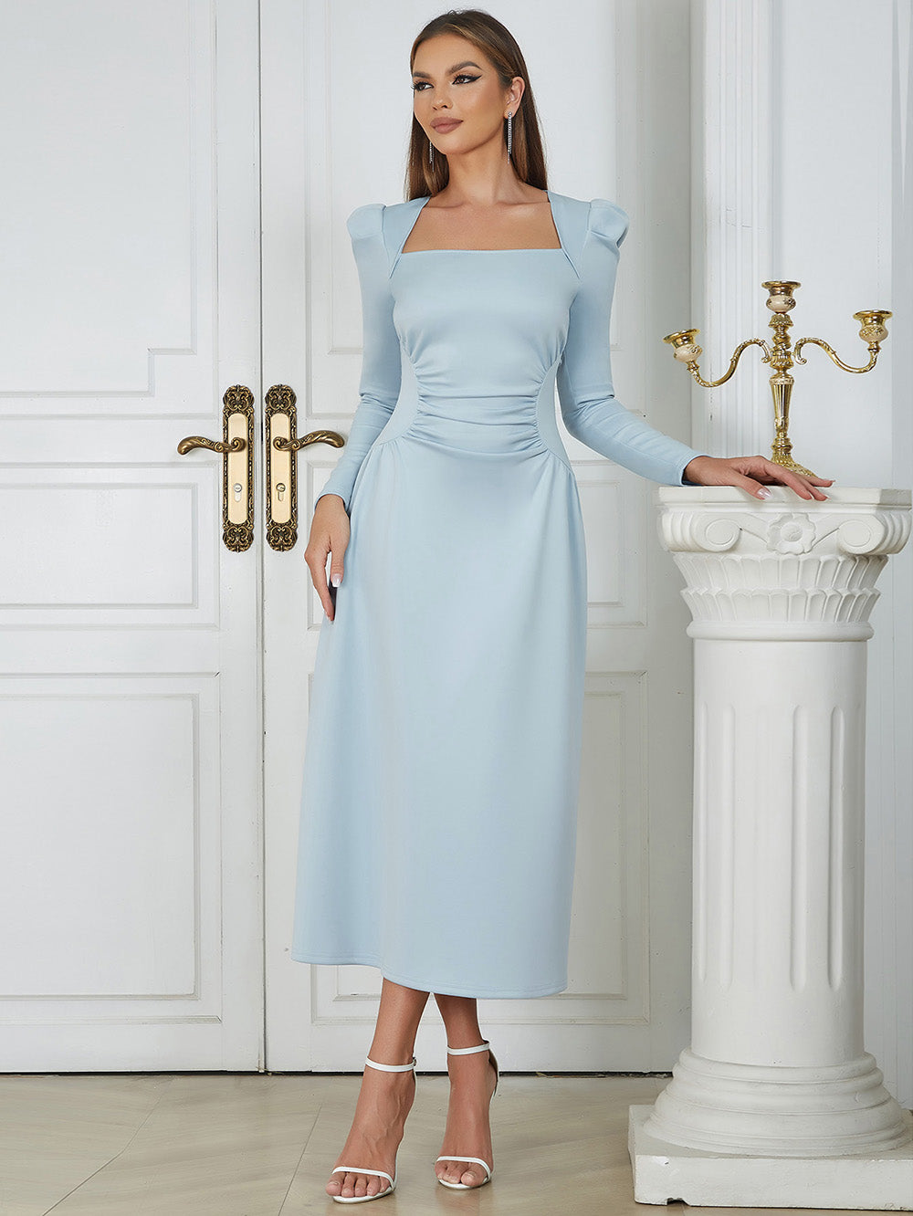 Gray Blue Bodycon Dress HB0347