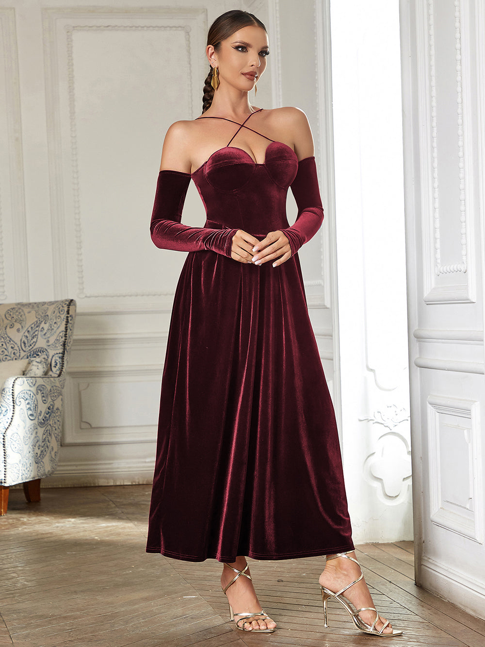 Wine Red Bodycon Dress HB0362