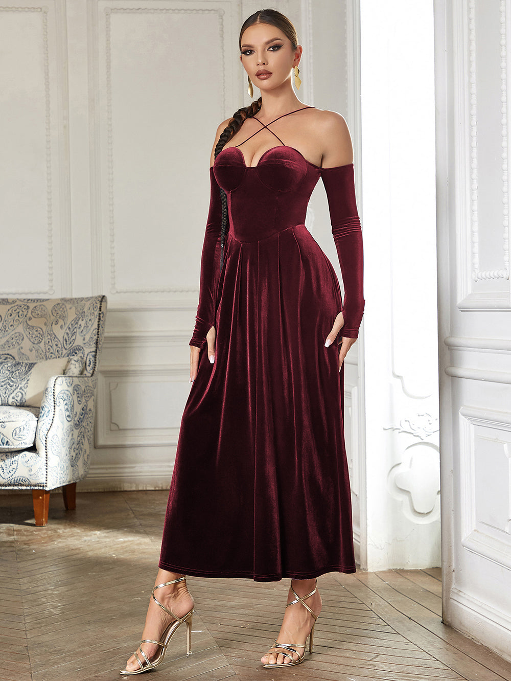 Wine Red Bodycon Dress HB0362