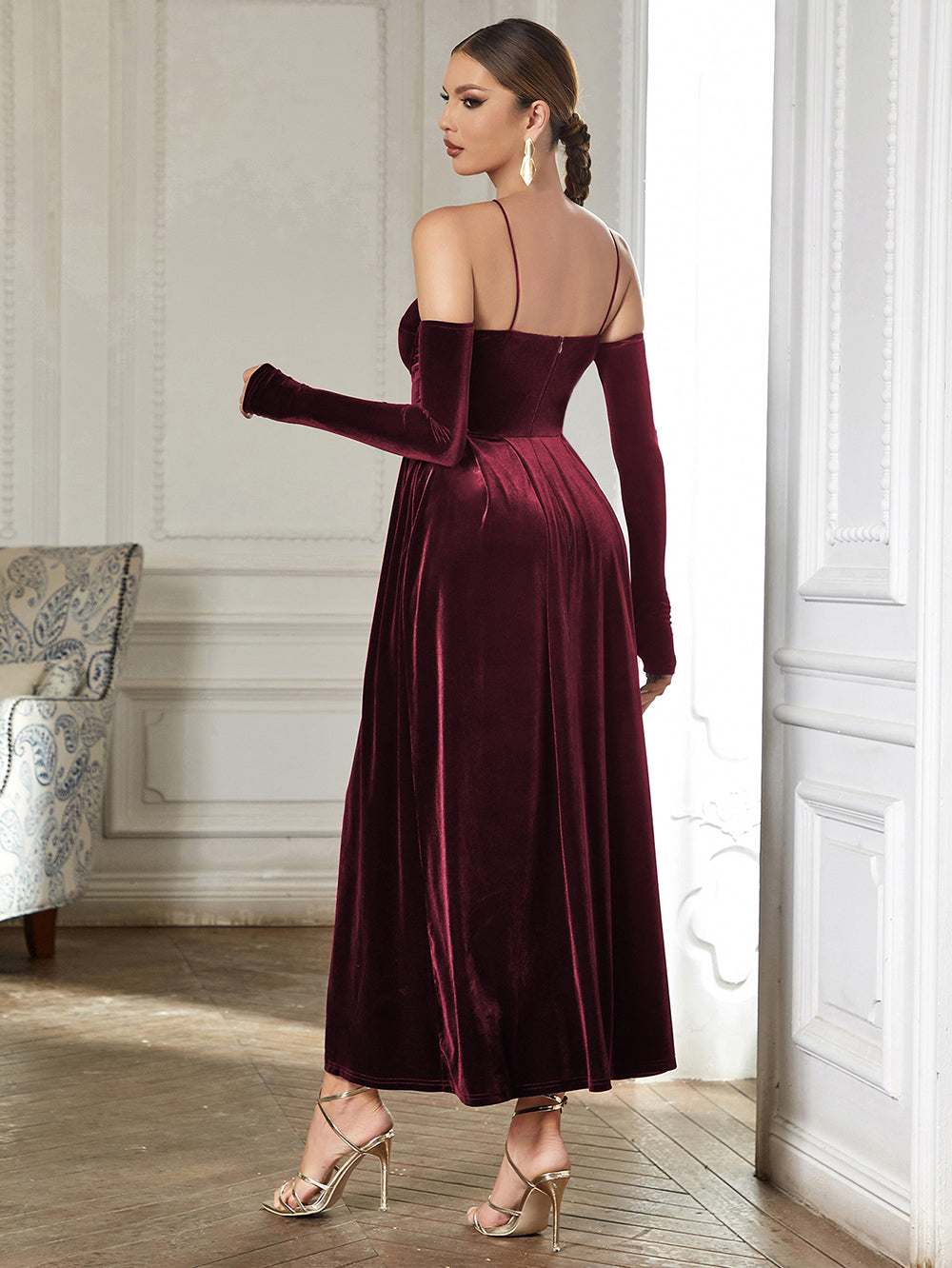 Wine Red Bodycon Dress HB0362