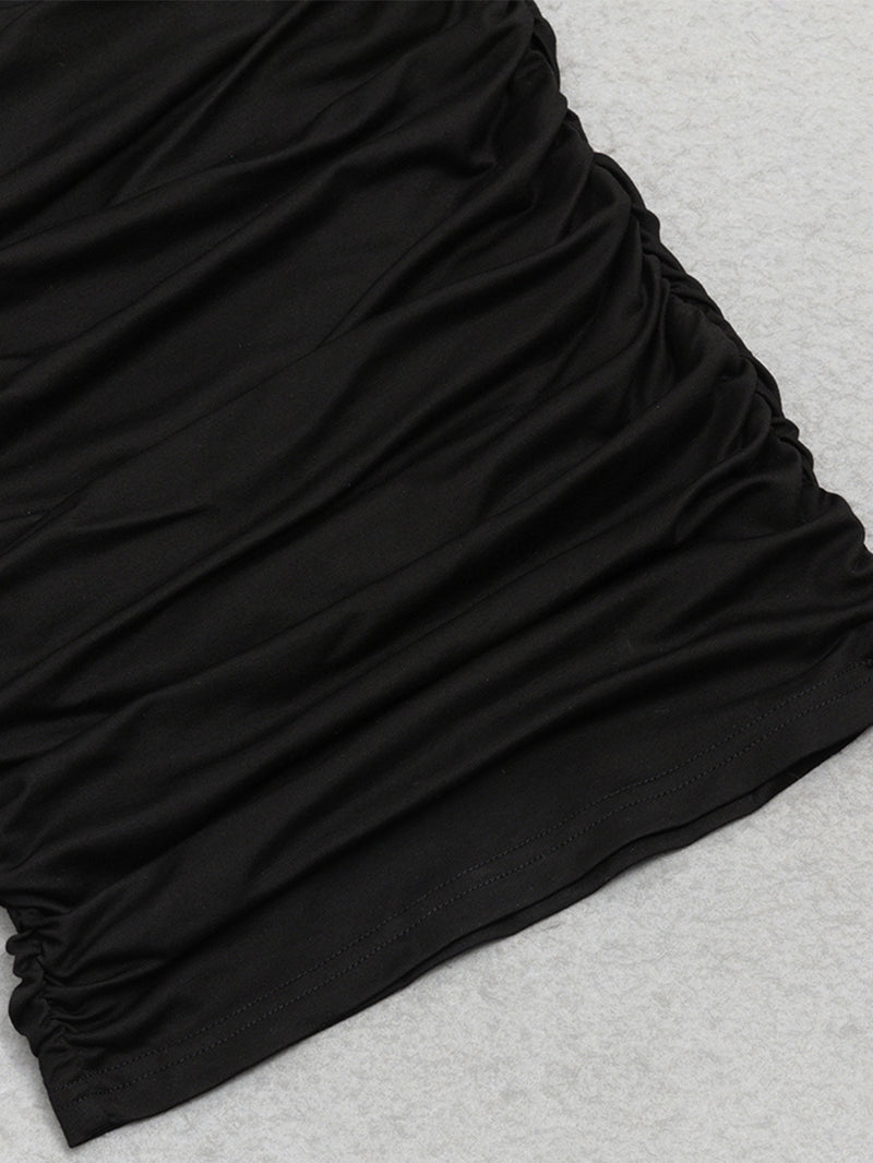 Square Collar Long Sleeve Splicing Maxi Bodycon Dress HB100171