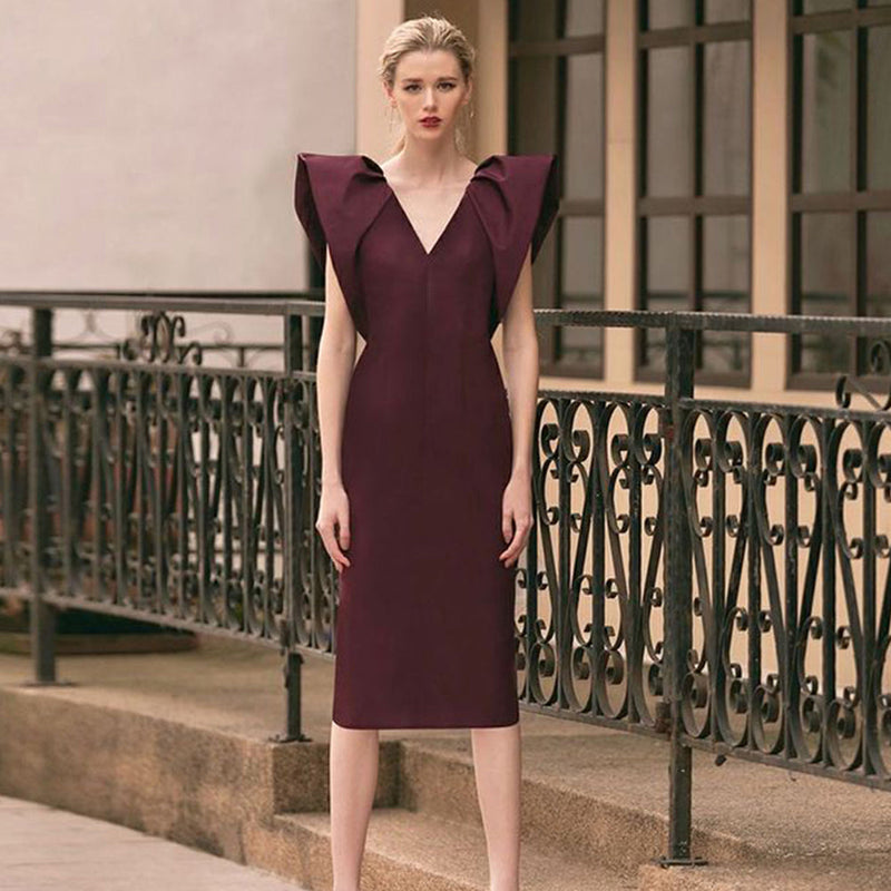 Wine Bandage Dress HB7106 1