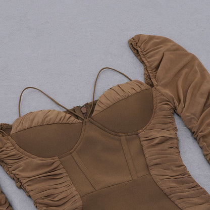 Brown Bandage Dress HB7629 6