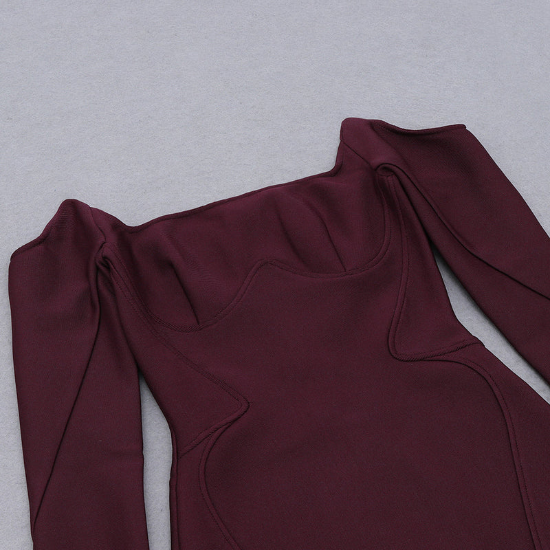Maroon Bandage Dress HB76412 6