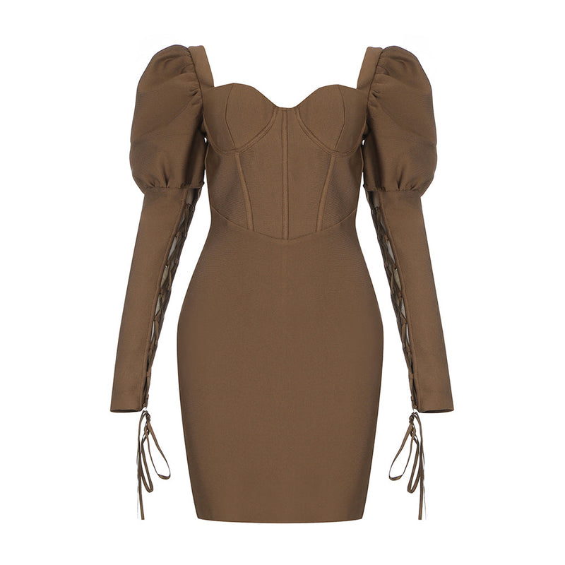 Brown Bandage Dress HB7760 4