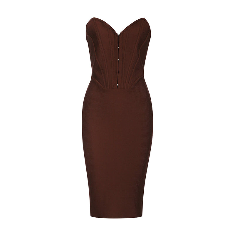 Coffee Bandage Dress HB7856 4
