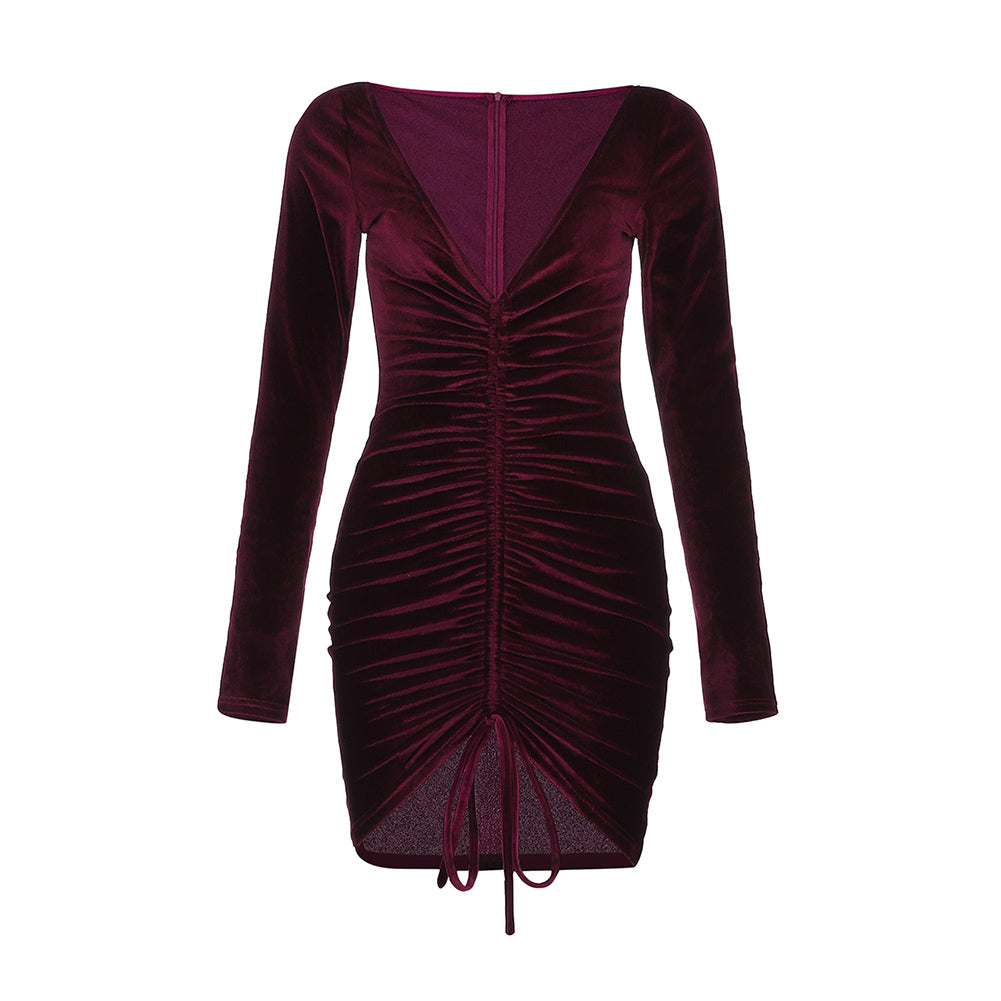 Wine Bodycon Dress HB7970 4