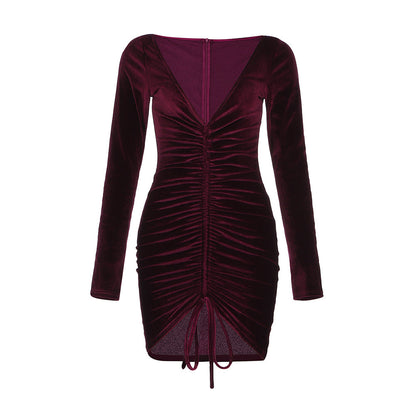 Wine Bodycon Dress HB7970 4