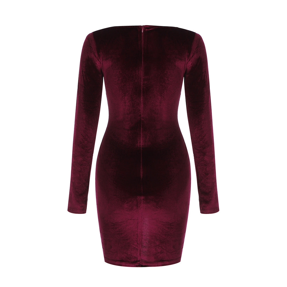 Wine Bodycon Dress HB7970 5