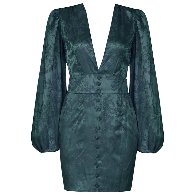 Dark Green Bodycon Dress HB7974 4