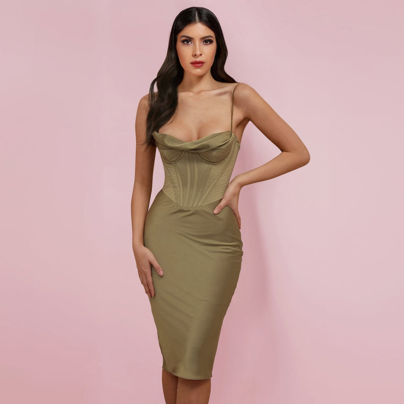 Khaki Bodycon Dress HI1216 1