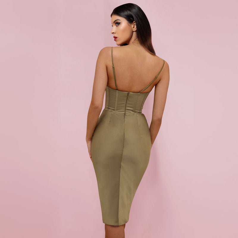 Khaki Bodycon Dress HI1216 2