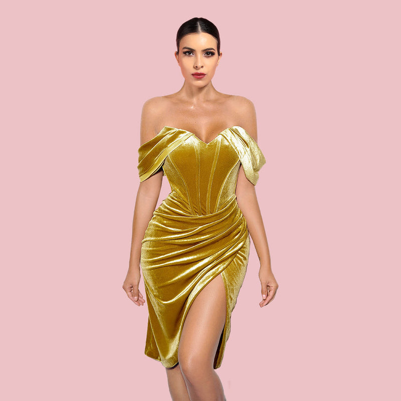 Yellow Bodycon Dress HI1258 1