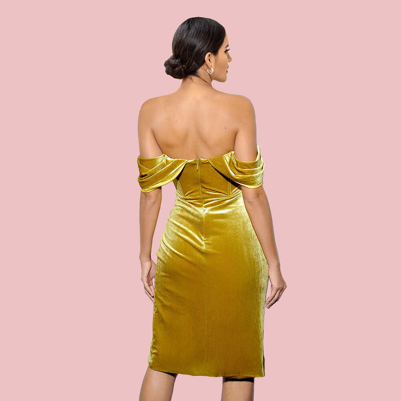 Yellow Bodycon Dress HI1258 2