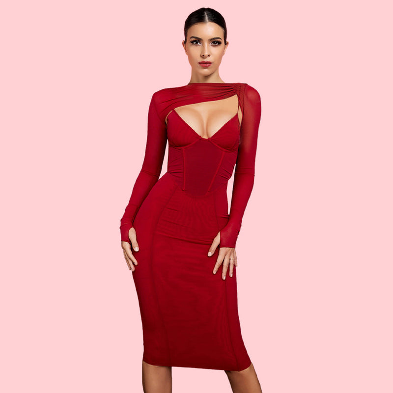 Red Bodycon Dress HI1276 1
