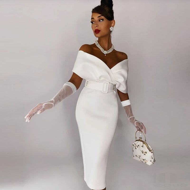 White Bodycon Dress HI1285 2