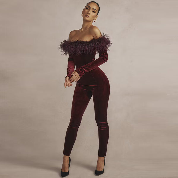 Red Bodycon Jumpsuit HI1396 1