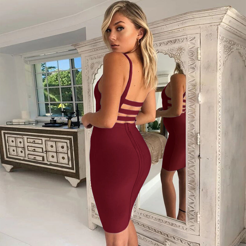 Wine Bandage Dress HL8162 1