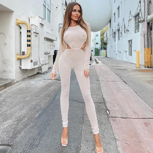 White Bodycon Jumpsuit HL8421 1