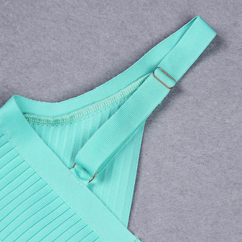 Strappy Sleeveless Striped Bandage Set HL8478