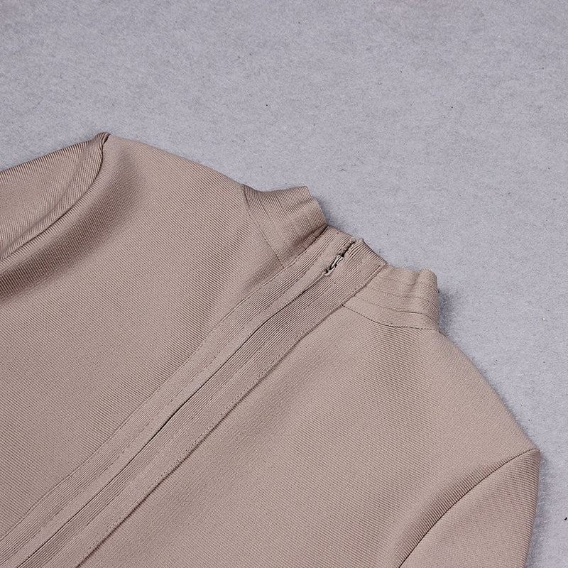 High Neck Long Sleeve Cut Out Mini Bandage Dress HL8589