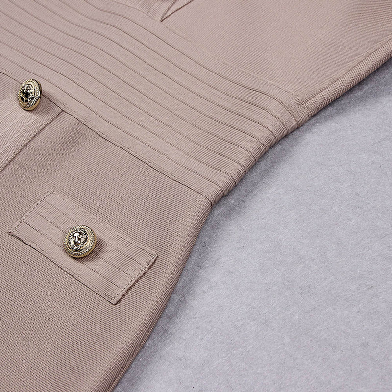 High Neck Long Sleeve Cut Out Mini Bandage Dress HL8589