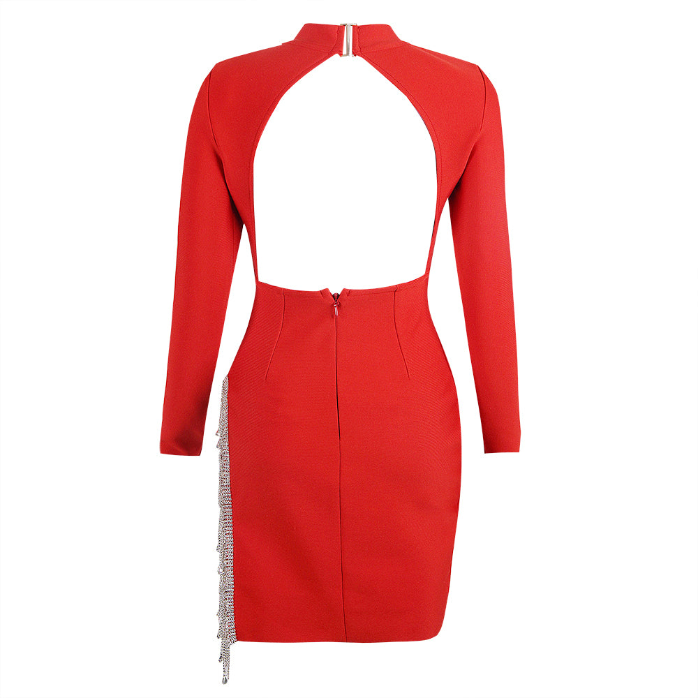 Backless Tassels Bandage Dress HL8707