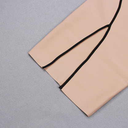 One Shoulder Sleeveless Striped Midi Bandage Dress HL8904