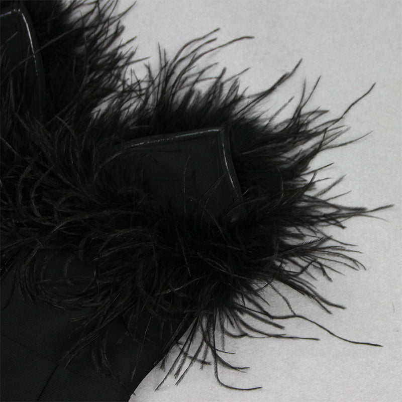 Strapless Sleeveless Feather Mini Bandage Dress HL89201