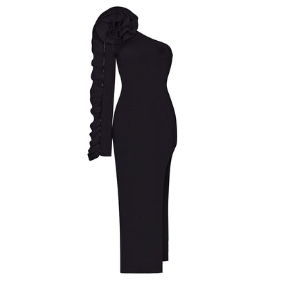 One Shoulder Long Sleeve Irregular Bandage Dress HL9288