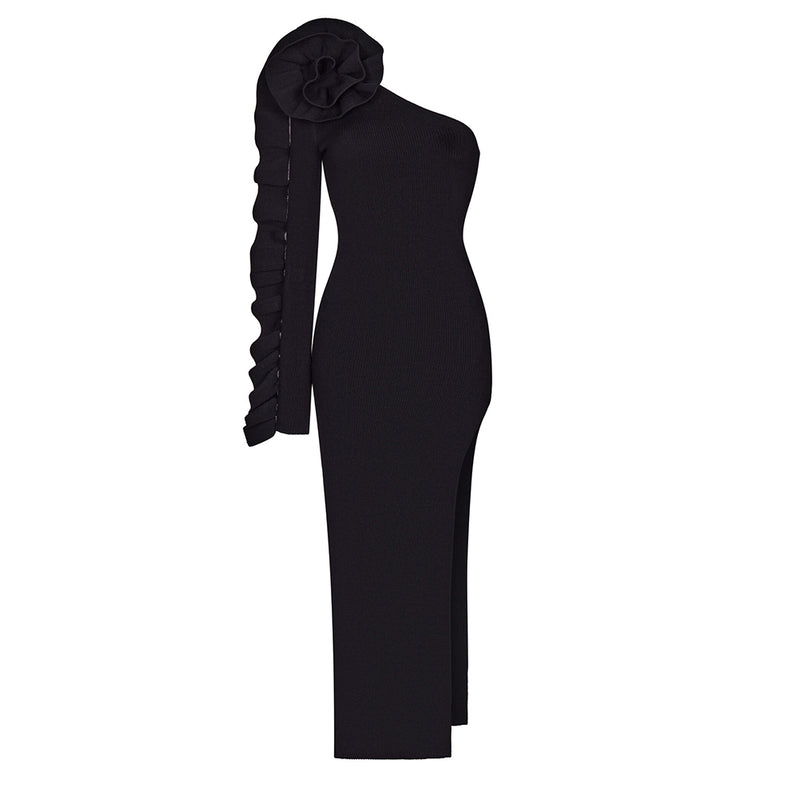 One Shoulder Long Sleeve Irregular Bandage Dress HL9288